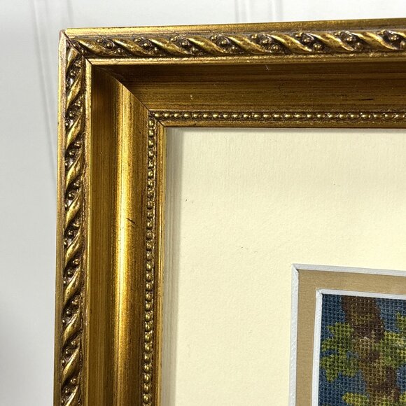 Vintage Framed Petit Point Girl Needlepoint Art Hand-Stitched Wall Decor - Picture 8 of 13